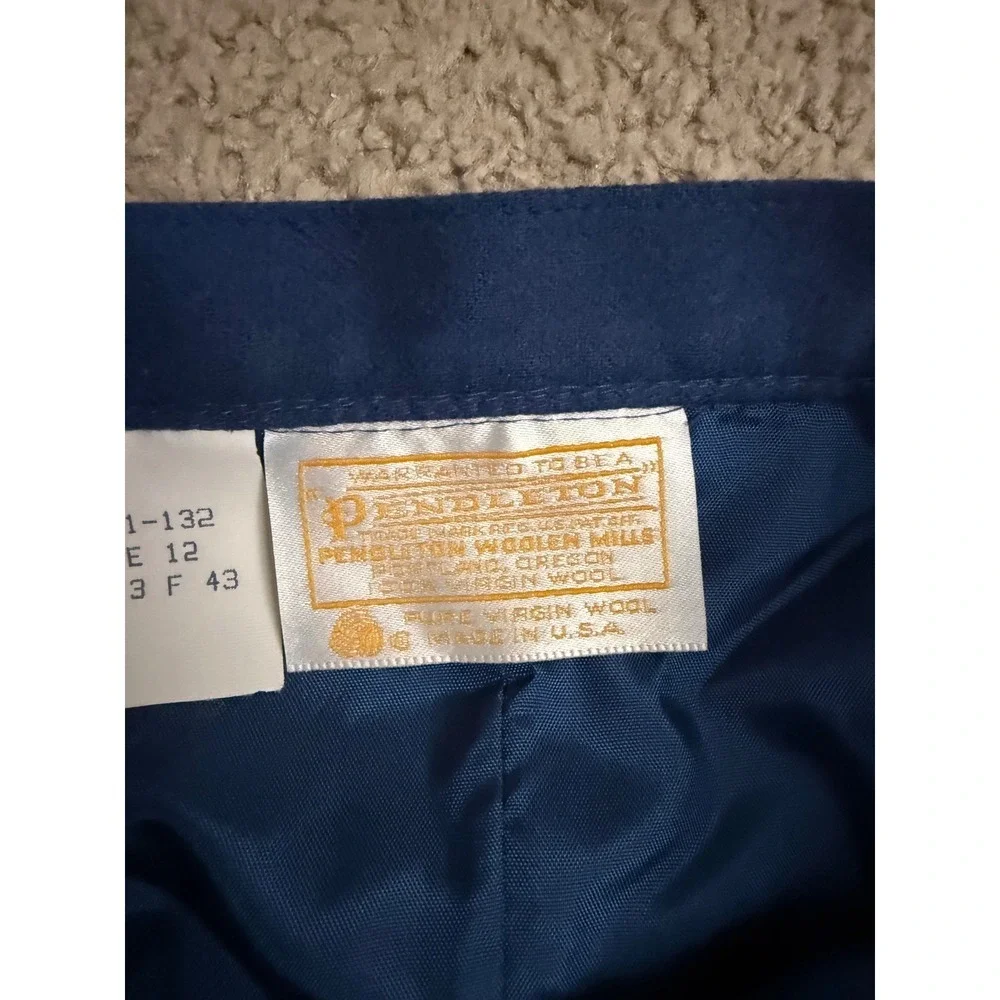 Vintage Pendleton Blue Skirt Size 12 Pure Virgin Wool Made in USA
